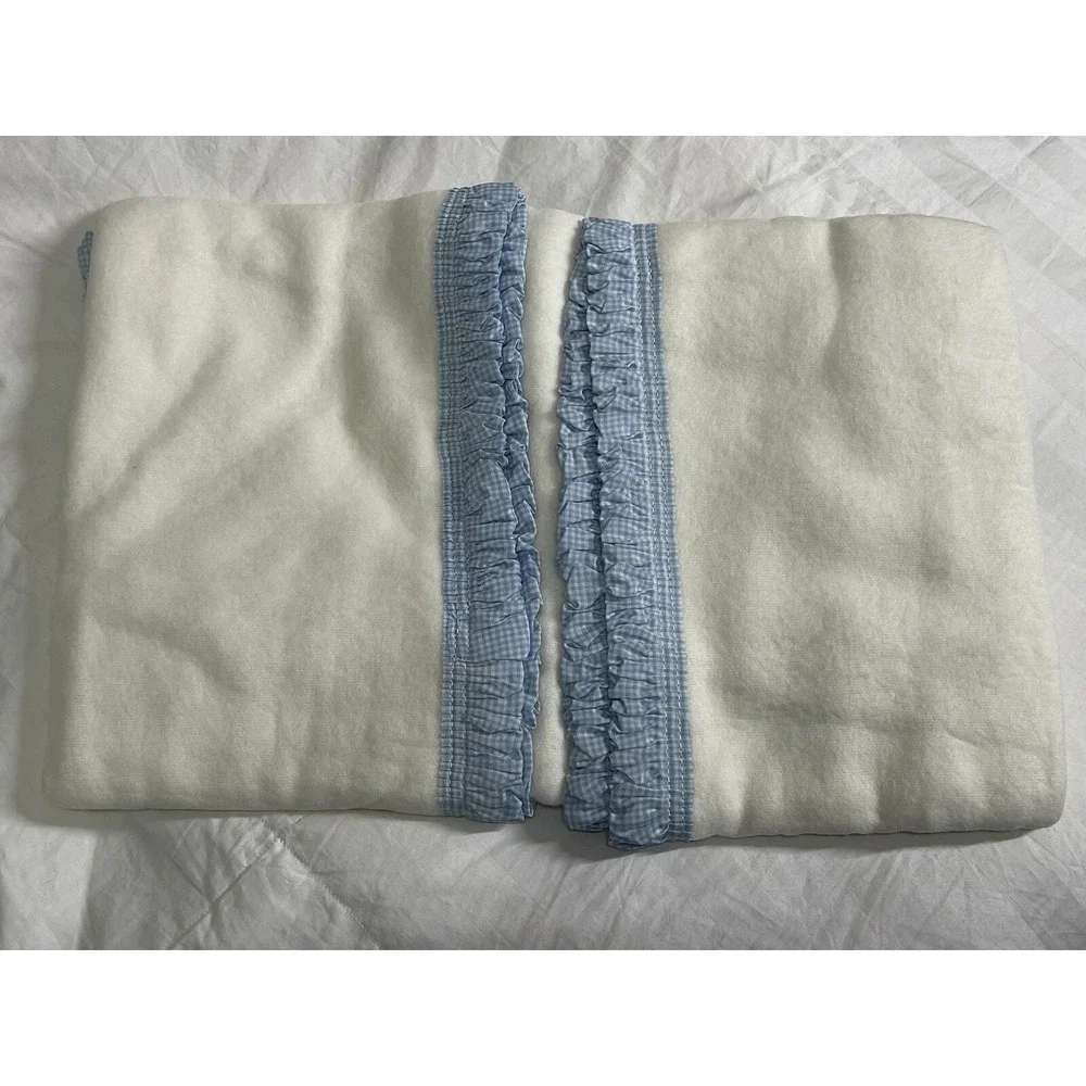 Lady Christina Baby Blanket Vtg Blue Gingham Chicken Acrylic Permanap 36x50